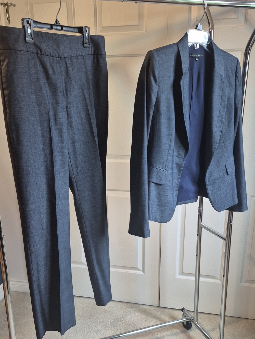 Antonio Melani Charcoal Gray Women's Suit Pants & Blazer Set